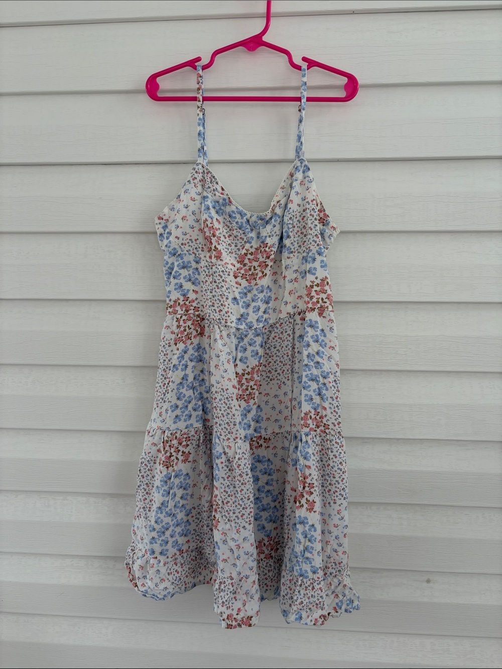 Aeropostale XS Floral Patchwork Tiered Mini Dress Cottagecore Prairie